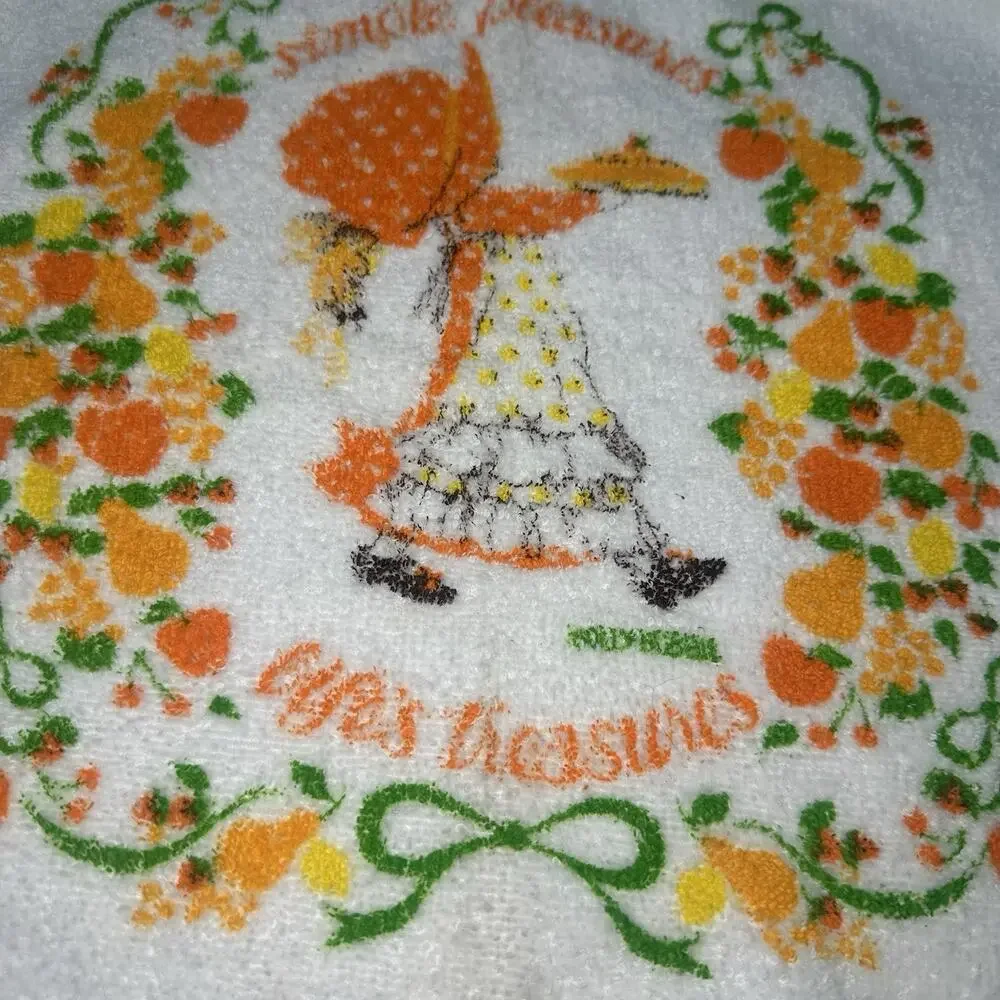 VTG 70s Holly Hobbie Orange Washcloth Simple Pleasures Cottage core Kitsch Towel